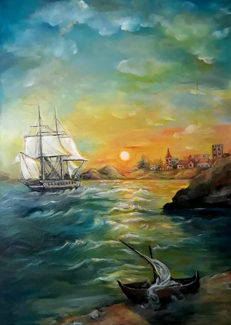 Original Nautical 2024 Watercolor Ocean Harbo