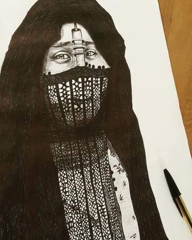 Print of Women Drawings by Marwa Fathy