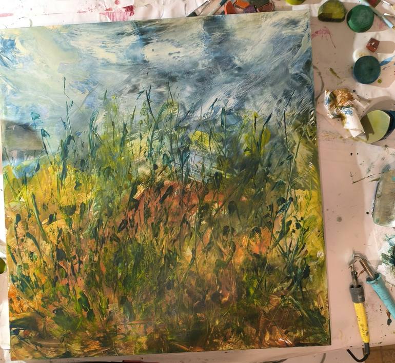 Original Abstract Expressionism Botanic Painting by Dora Stork