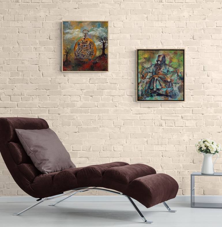 Original Abstract Realism People Painting by Dora Stork