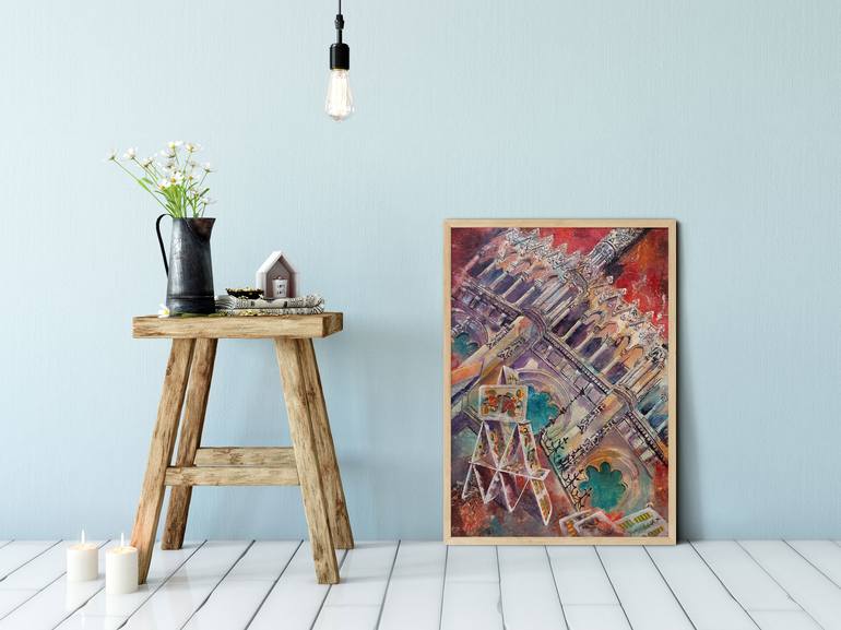 Original Abstract Architecture Painting by Dora Stork