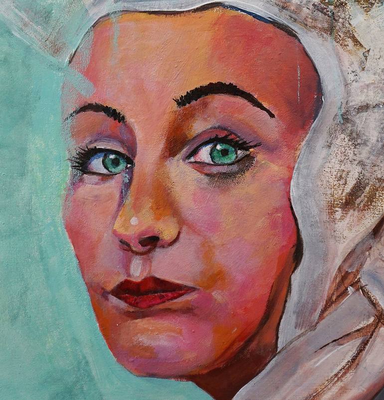 Original Abstract Realism Portrait Painting by Dora Stork