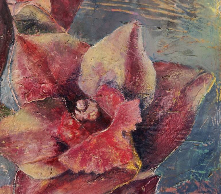 Original Abstract Realism Floral Painting by Dora Stork