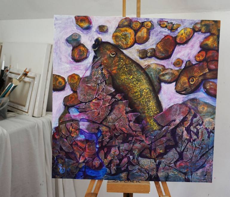 Original Abstract Animal Painting by Dora Stork