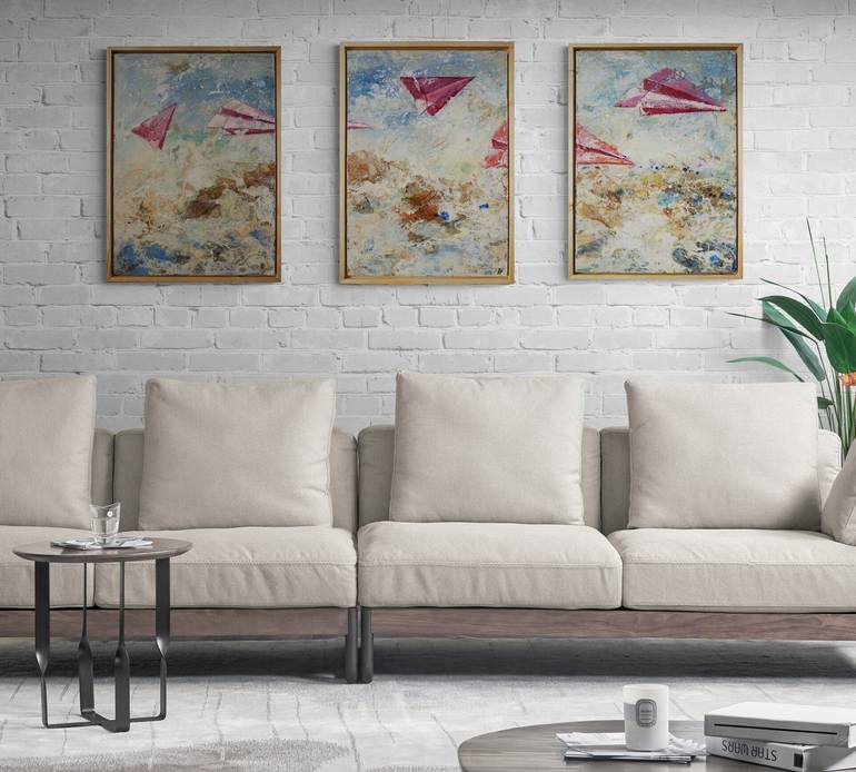 Original Abstract Airplane Painting by Dora Stork