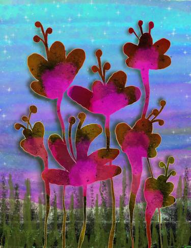 Print of Abstract Floral Mixed Media by BOOLE Art