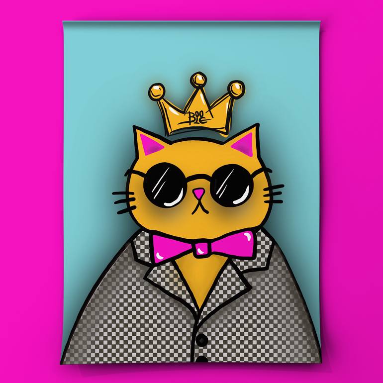 Original Illustration Cats Painting by Boole Art