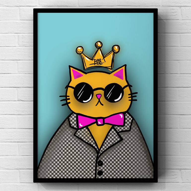 Original Illustration Cats Painting by Boole Art
