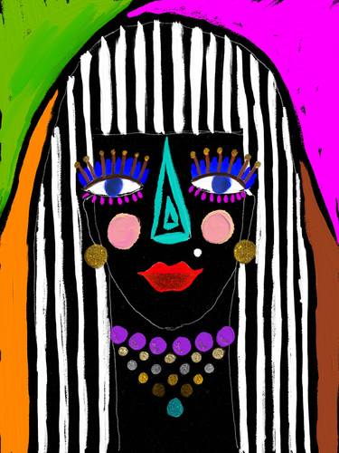 Vibrant colored modern abstract women portrait. thumb