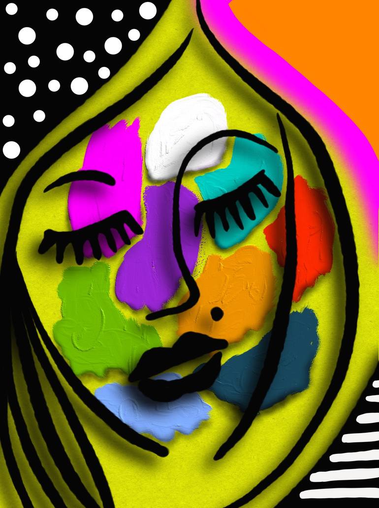 Abstract colorful women portrait Painting by BOOLE Art | Saatchi Art