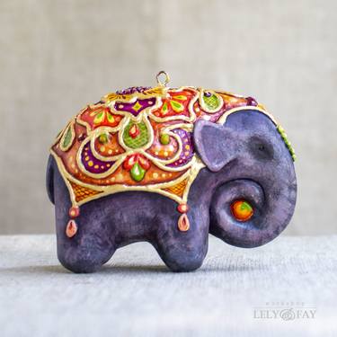 Elephant Christmas heirloom ornament thumb