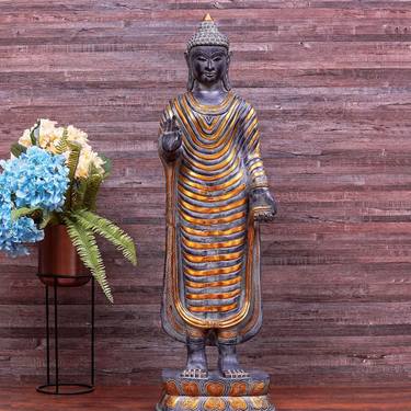 Standing Buddha - An Antique Masterpeice in Brass thumb