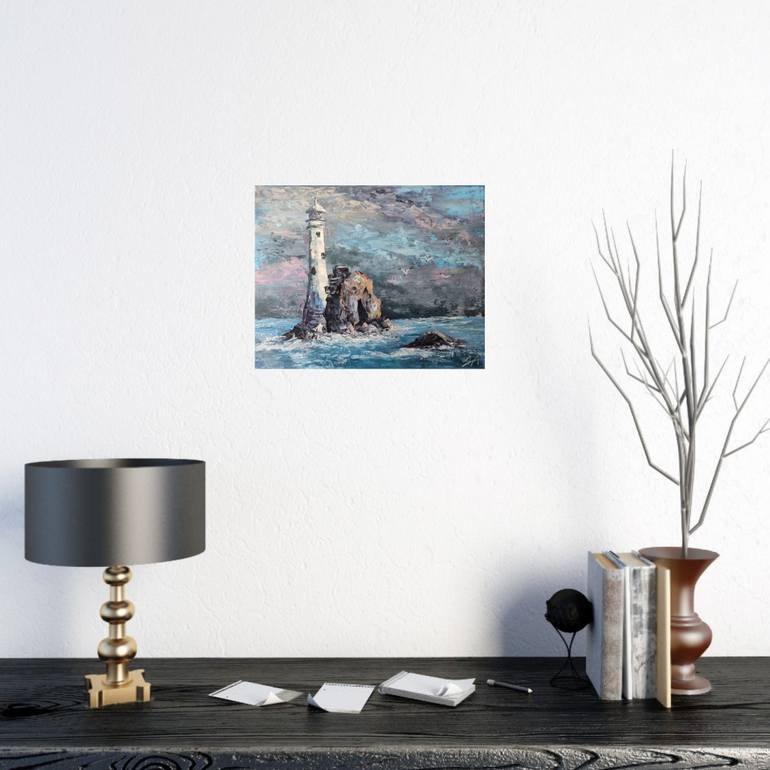 Original Art Deco Seascape Painting by Yana Sherstobitova