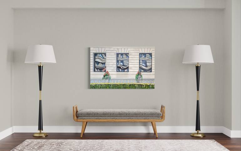 Original Modernism Architecture Painting by Greg Morrissey