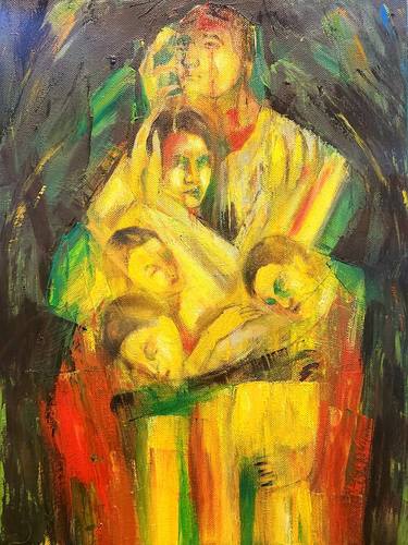 Original Figurative Family Painting by Anahita Amouzegar