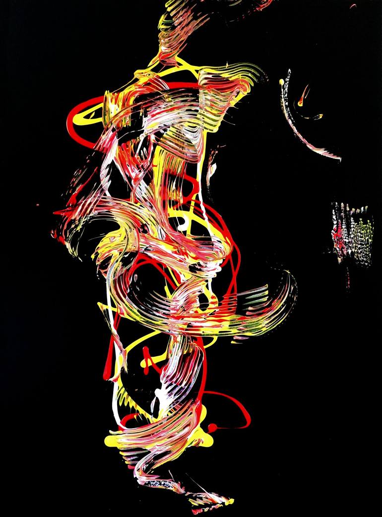 Original Abstract Painting by Newel Hunter | Abstract Art on Other | Running for the Border