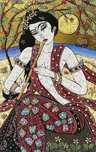Original Art Deco People Paintings by Mohammed Harahap
