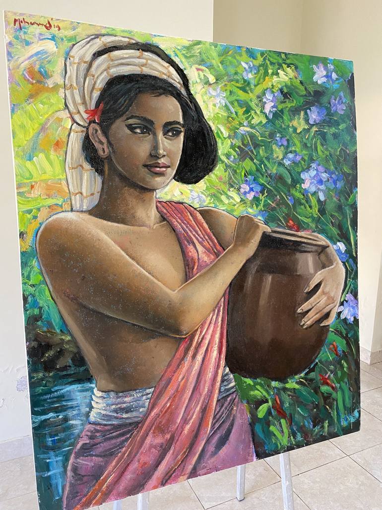 Original Realism People Painting by Mohammed Harahap