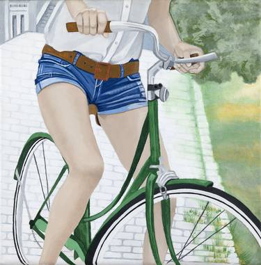 Original Figurative Bicycle Paintings by Lisa Morse