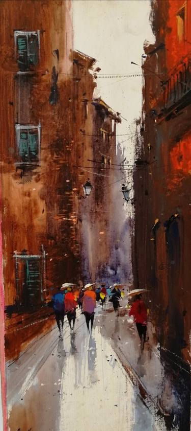 Original Abstract Expressionism Cities Paintings by Zorayr Hakobyan