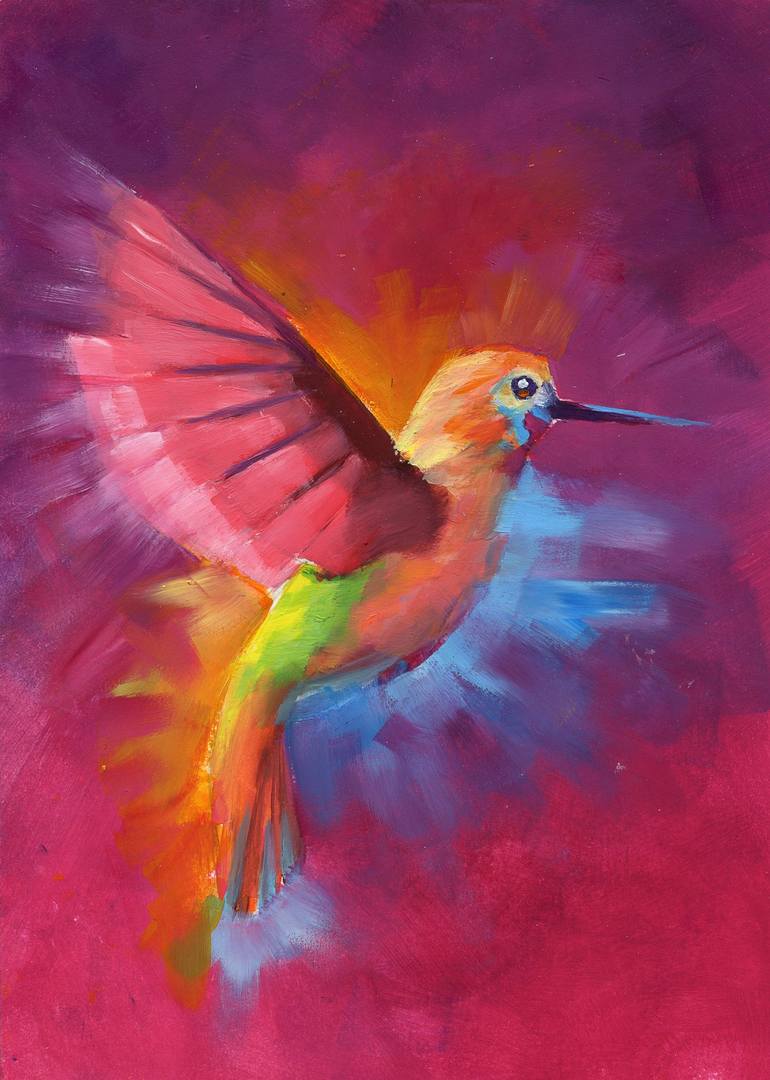 ELECTRIC HUMMINGBIRD Painting by Pablo Gutierrez | Saatchi Art