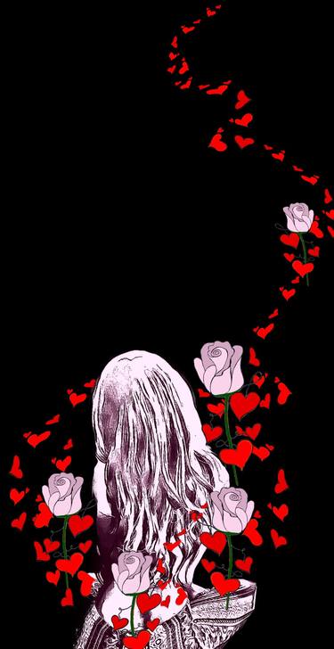 Hearts & Roses - Digital Print for download, Roseart Rose art thumb
