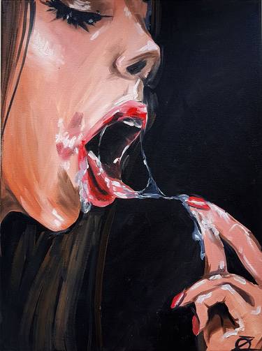 Mucus in the mouth, 2021, original oil paint on canvas, 11,8 * 15,7inches thumb