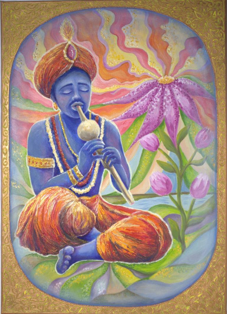 The charmer in love. Indian fairy tales of ED. Painting by Elena