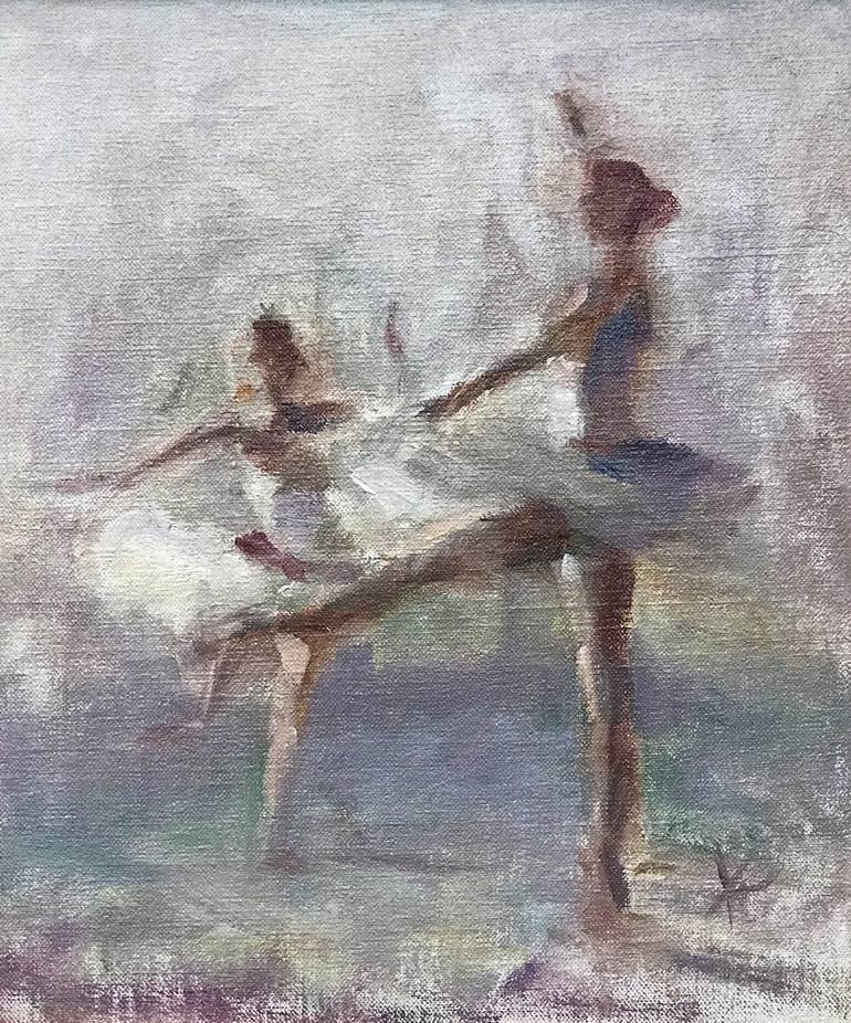 Twirling Ballerinas Painting by Alyona Kostina | Saatchi Art