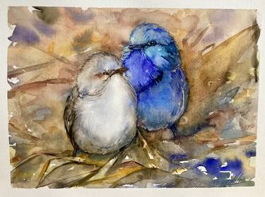 Birds Fairy - Wren Watercolor Original thumb