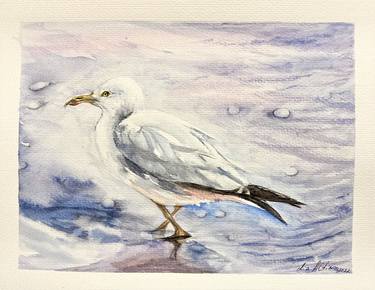 Seagull Beach Birds Original Painting thumb