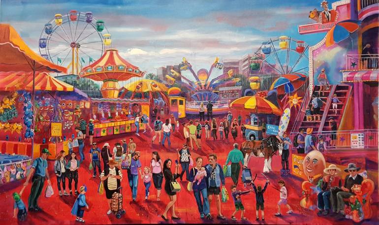 Strolling Through Side Show Alley Painting by Robyn Bauer | Saatchi Art