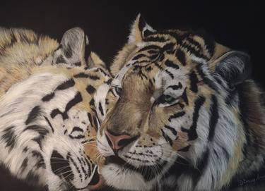 Love in the Air realism wild animals pastel on pastelmat (2023) thumb