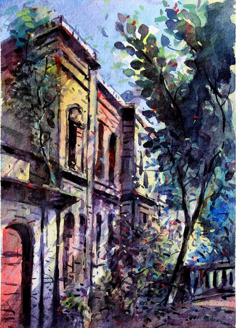 Original Impressionism Architecture Painting by Sadek Ahmed