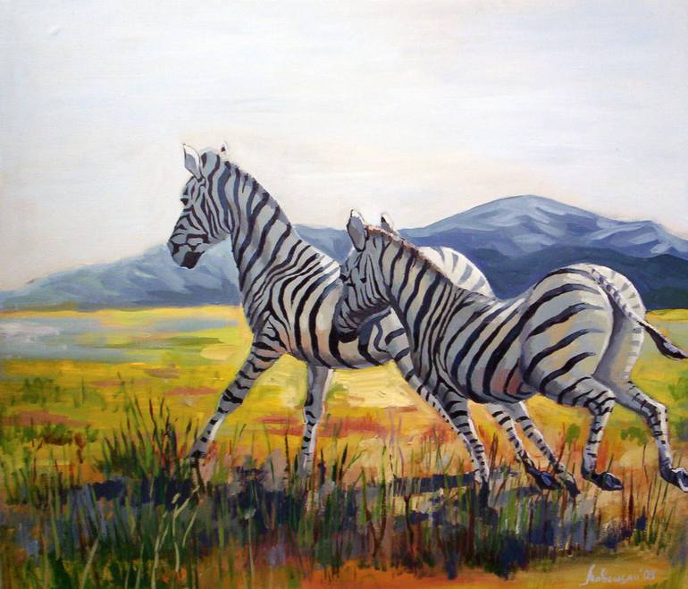 Zebras Painting by Tigran Movsisyan | Saatchi Art