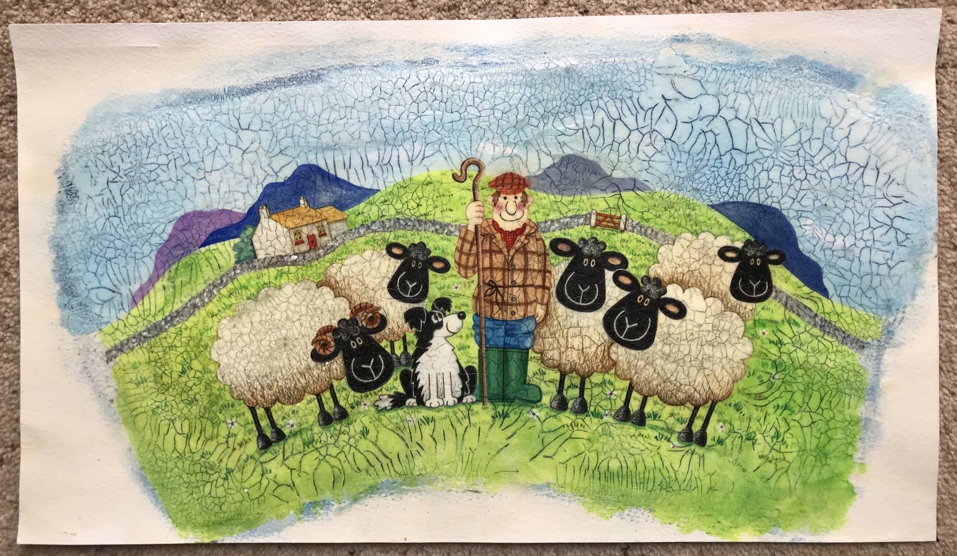 Sheepies - Farmer Painting by Jane Brookshaw | Saatchi Art Sheepies - Farmer Painting by Jane Brookshaw | Saatchi Art