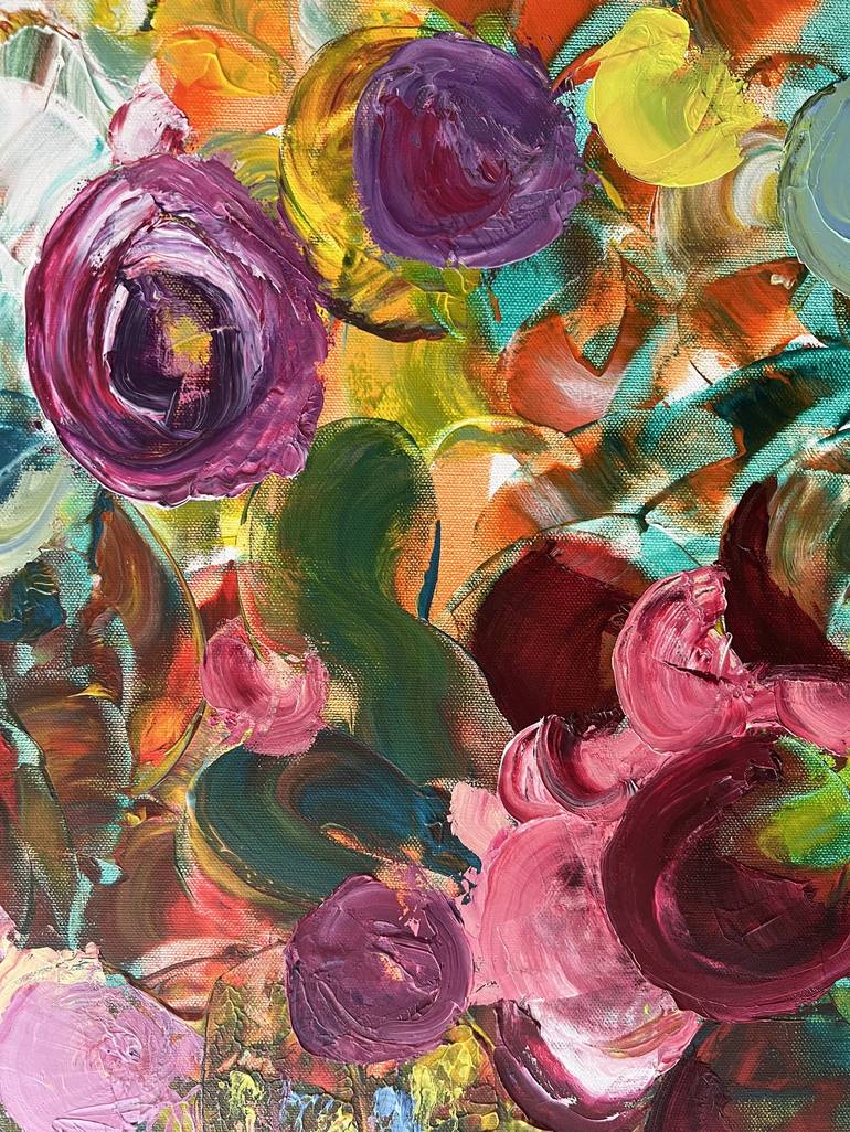 Original Abstract Expressionism Floral Painting by Muriel Deumie