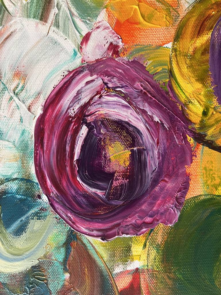 Original Abstract Expressionism Floral Painting by Muriel Deumie