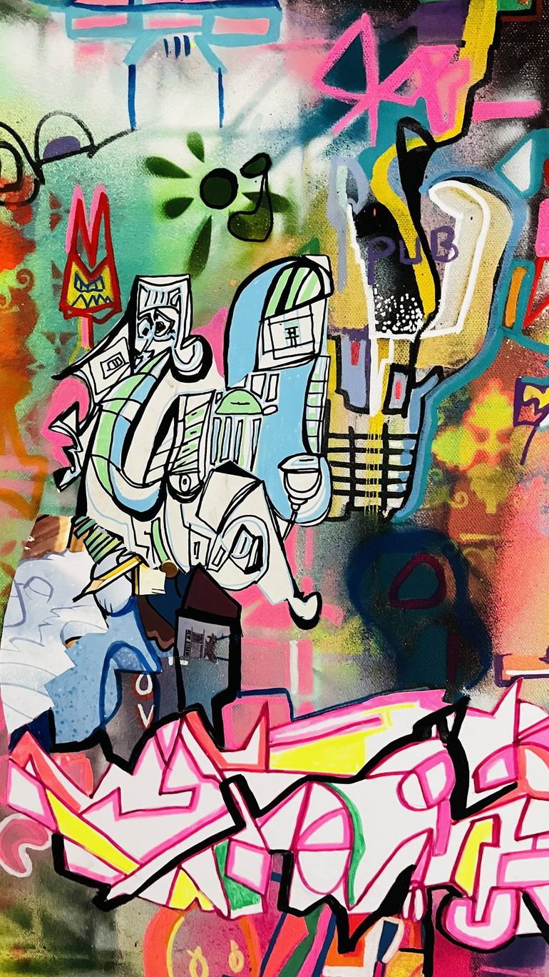 Original Pop Art Graffiti Collage by Muriel Deumie