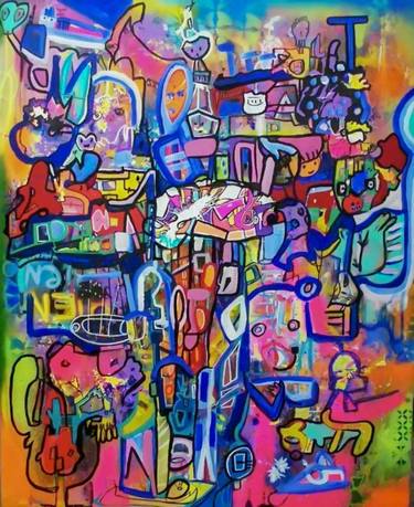 Original Abstract Expressionism Graffiti Paintings by Muriel Deumie