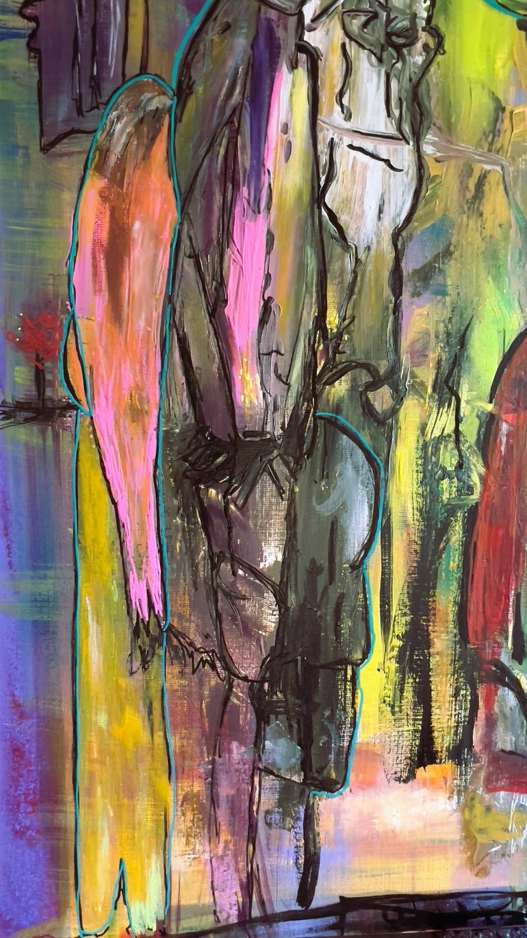 Original Expressionism People Painting by Muriel Deumie