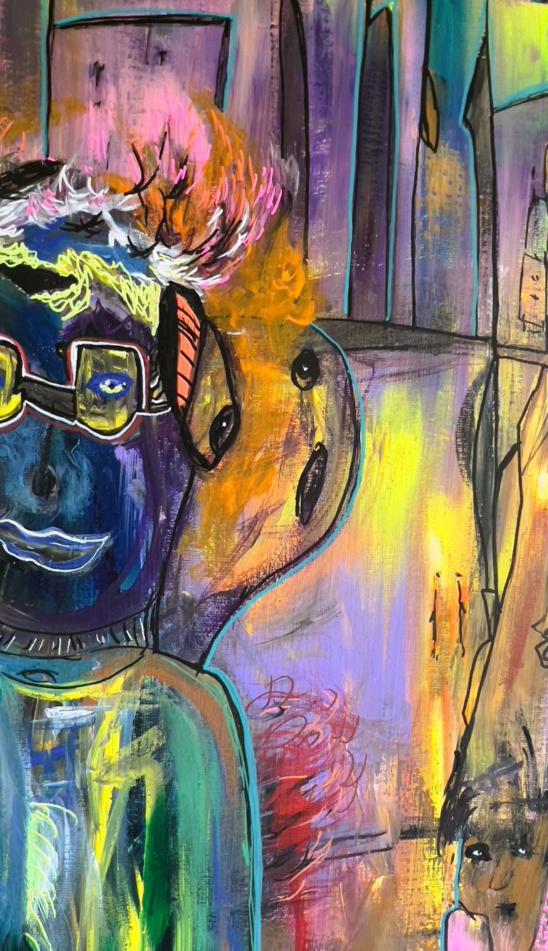 Original Expressionism People Painting by Muriel Deumie