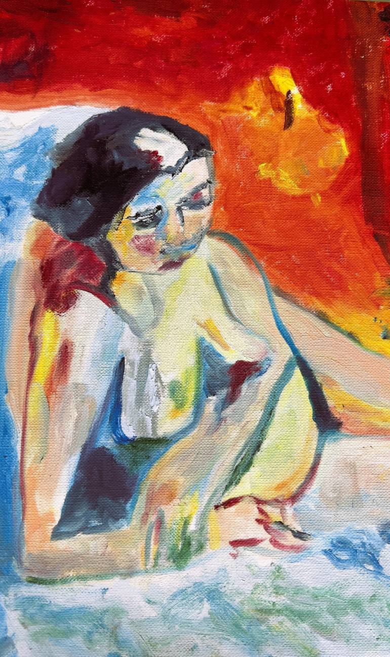 Original Abstract Expressionism Nude Painting by Muriel Deumie