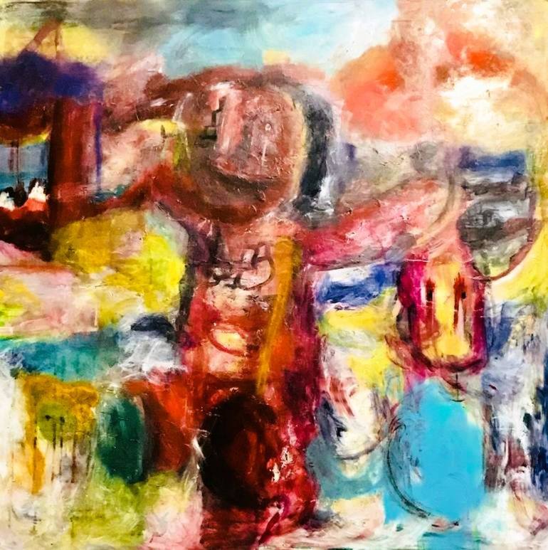 Original Abstract Expressionism Political Paintings by Muriel Deumie
