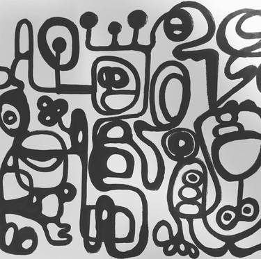 Original Folk Abstract Drawings by Dominic Doble