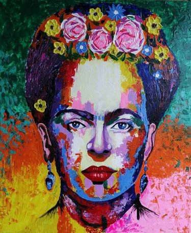 Hand painted Frida Kahlo, acrylic painting on canvas, Pop art acrylic painting thumb