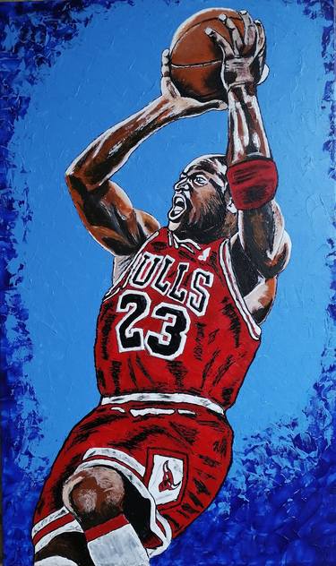 Hand painted Michael Jordan palette knife acrylic on Canvas, Ready to hang, Heavy texture Pop Art thumb