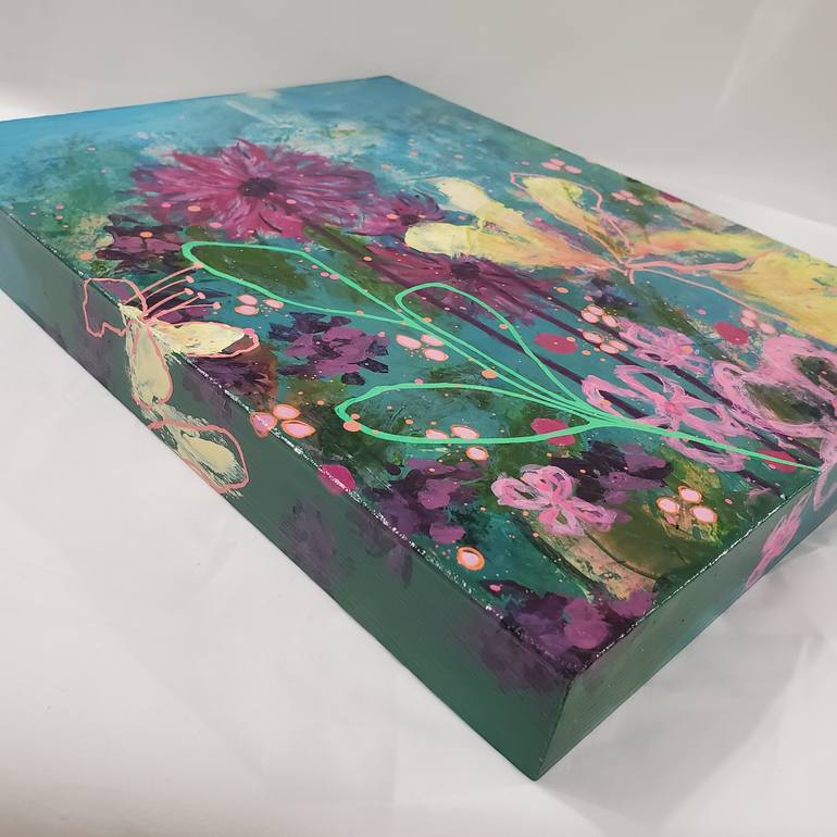 Original Abstract Floral Painting by Patty Delvalle