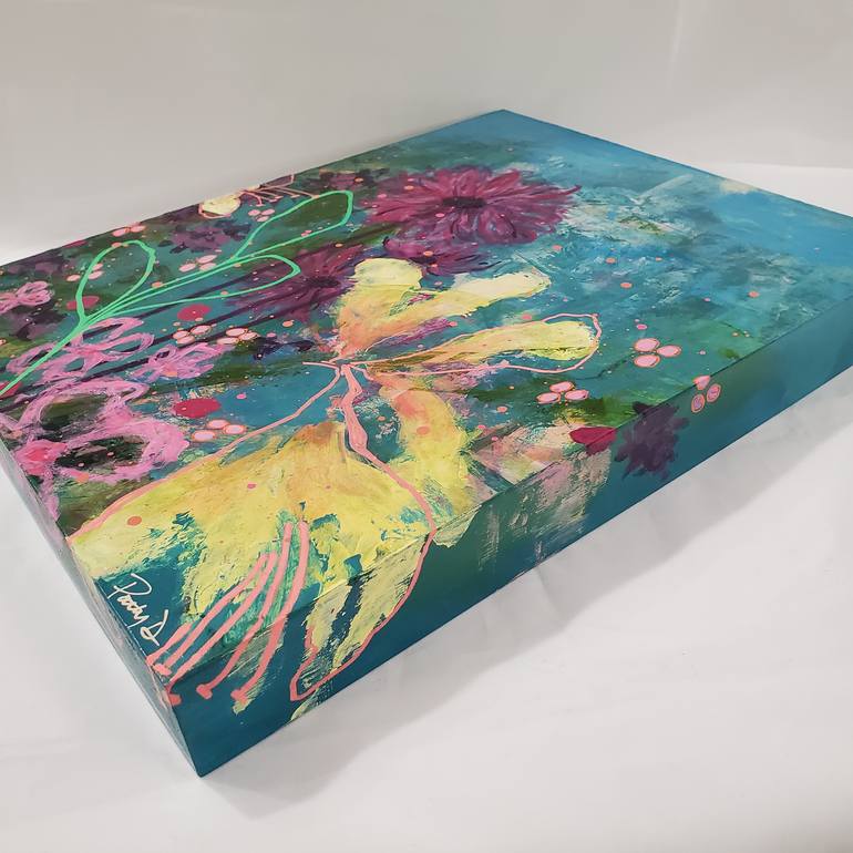 Original Abstract Floral Painting by Patty Delvalle