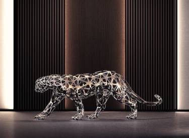 Leopard #2 (Lifesize stainless Steel Big Cat statue) thumb
